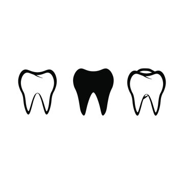Set of tooth Icons. Stamatology information symbol. Illustrated in vector graphics. Hygiene and health image.