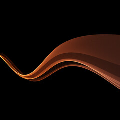 Futuristic abstract orange power swoosh waves template. Speed transparent light streaks over black background. Vector illustration