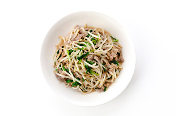 もやしと豚肉の炒め物