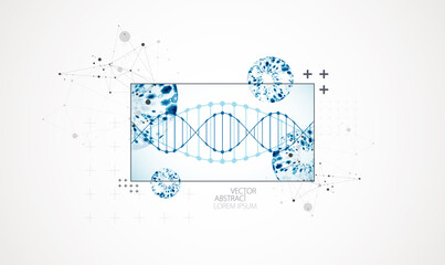 Art science template, wallpaper or banner with a DNA molecules.