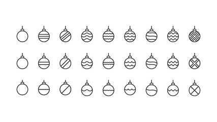 Christmas balls icons set. Decoration for the new year and christmas. Vector illustration
