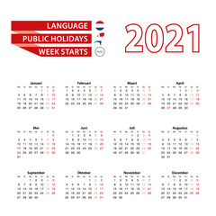 Calendar 2021 in Dutch language with public holidays the country of Netherlands in year 2021.