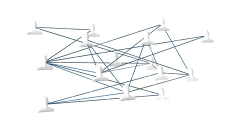 Business people silhouettes network team 3d