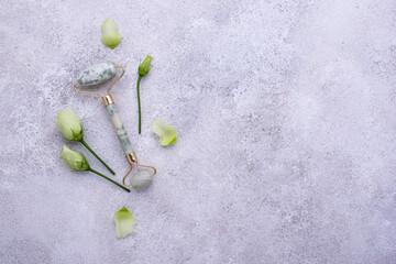 Green jade facial roller for skincare