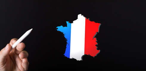 france map of the country 3d in hand
