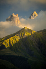 The Aiguilles d'Arves is a mountain consisting of three peaks, of which the highest peak is 3514 meters high. The mountain is located in the Massif d'Arvan-Villards, in the French department of Savoie