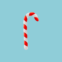 Traditional christmas candy cane on blue stock vector illustration.