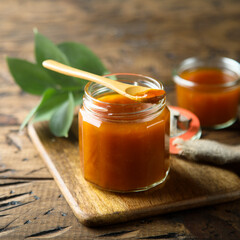 Homemade citrus persimmon jam or sauce