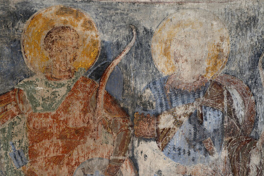 Fresco paintings in Serbian Orthodox Christian Monastery Ravanica, Serbia