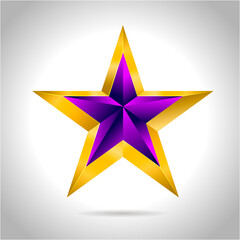 illustration of a purple gold star on steel background. vector file New year Christmas