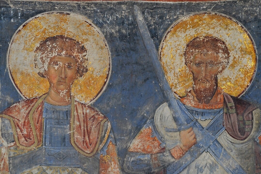 Fresco paintings in Serbian Orthodox Christian Monastery Ravanica, Serbia