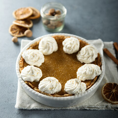 Homemade pumpkin pie with spices