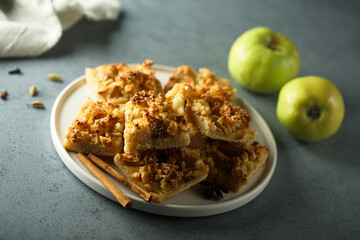 Traditional homemade apple pie with spices