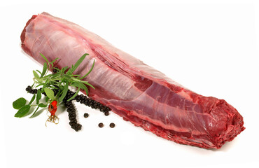 Raw Roe Deer Rack - Wild Game Meat on white Background Isolated