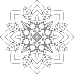 Easy Mandala coloring book simple and basic for beginners, seniors and children. Set of Mehndi flower pattern for Henna drawing and tattoo. Decoration in ethnic oriental, Indian style.