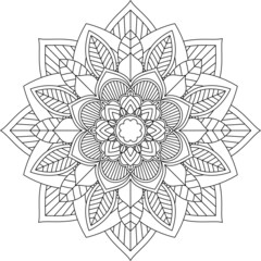 Easy Mandala coloring book simple and basic for beginners, seniors and children. Set of Mehndi flower pattern for Henna drawing and tattoo. Decoration in ethnic oriental, Indian style.