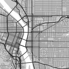 Urban city map of Portland. Vector poster. Grayscale street map.