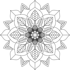 Easy Mandala coloring book simple and basic for beginners, seniors and children. Set of Mehndi flower pattern for Henna drawing and tattoo. Decoration in ethnic oriental, Indian style.