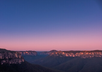 Twilight at Govetts Leap lookout in the spectacular Blue Mountains NSW Australia
