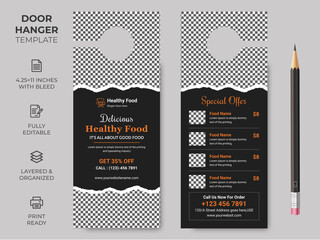 Food Restuarant Door Hanger, Vector illustration, modern Door hanger, do not disturb and make up room sign Premium Vector, Door hanger design template