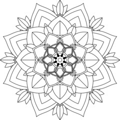 Easy Mandala coloring book simple and basic for beginners, seniors and children. Set of Mehndi flower pattern for Henna drawing and tattoo. Decoration in ethnic oriental, Indian style.