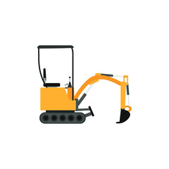 drawing of mini excavator on white background