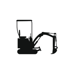 drawing of mini excavator on white background