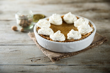 Homemade pumpkin pie with spices