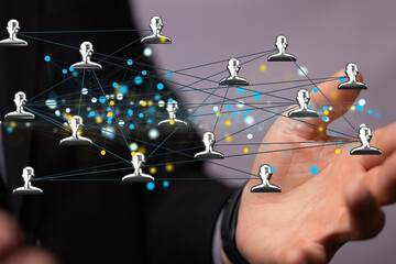 digital Business people silhouettes network team