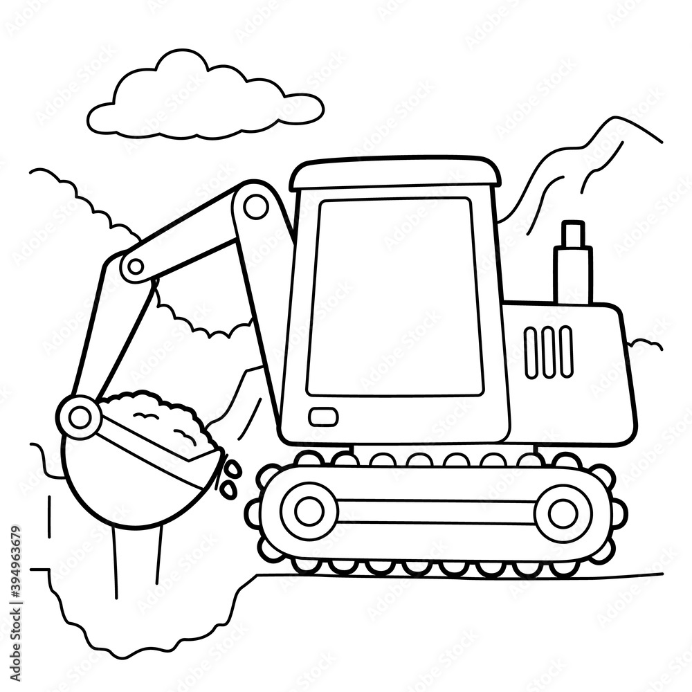 Wall mural excavator coloring page