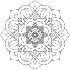 Easy Mandala coloring book simple and basic for beginners, seniors and children. Set of Mehndi flower pattern for Henna drawing and tattoo. Decoration in ethnic oriental, Indian style.