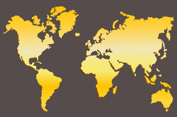 realistic golden world map vector