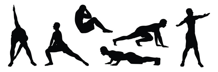 Set of healthy sport man silhouette vector