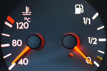 Car dashboard before cold start - engine start