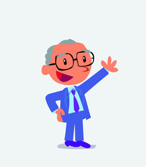 cartoon character of businessman explaining something while pointing