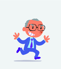 cartoon character of businessman running very pleased