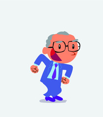 uphoric cartoon character of businessman makes plans