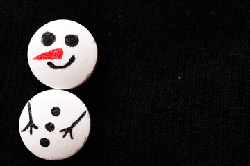 snowman made from white tablets. Christmas decorations