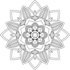 Easy Mandala coloring book simple and basic for beginners, seniors and children. Set of Mehndi flower pattern for Henna drawing and tattoo. Decoration in ethnic oriental, Indian style.