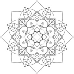 Easy Mandala coloring book simple and basic for beginners, seniors and children. Set of Mehndi flower pattern for Henna drawing and tattoo. Decoration in ethnic oriental, Indian style.