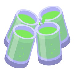 Green cocktail cheers icon. Isometric of green cocktail cheers vector icon for web design isolated on white background