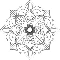 Easy Mandala coloring book simple and basic for beginners, seniors and children. Set of Mehndi flower pattern for Henna drawing and tattoo. Decoration in ethnic oriental, Indian style.