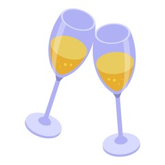 Champagne glass cheers icon. Isometric of champagne glass cheers vector icon for web design isolated on white background