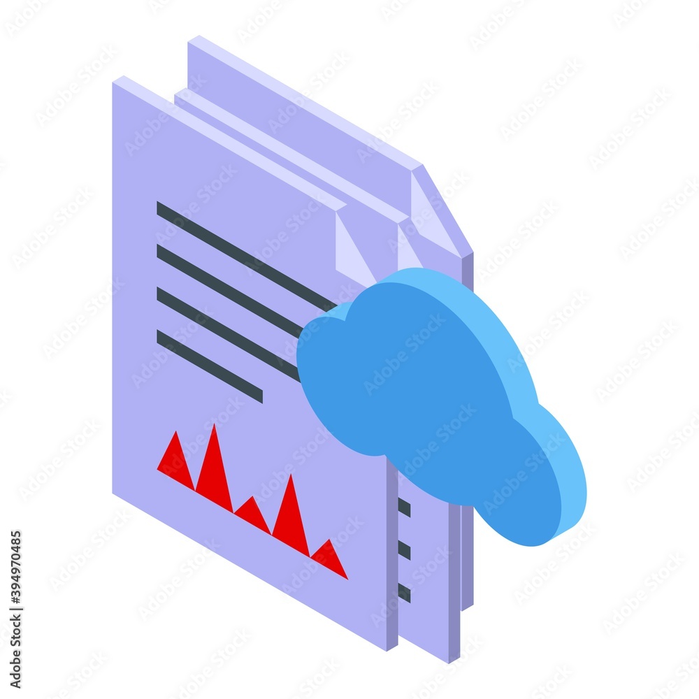 Poster report data cloud icon. isometric of report data cloud vector icon for web design isolated on white 
