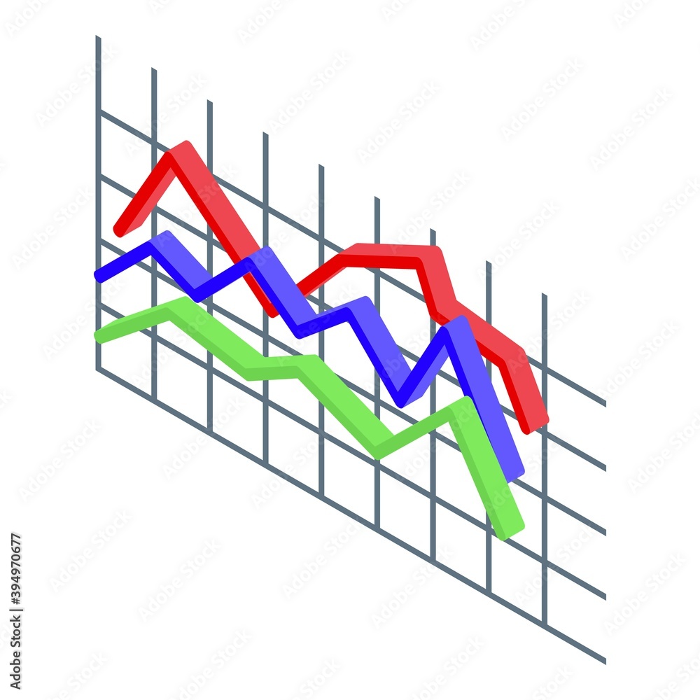 Poster report colorful graph icon. isometric of report colorful graph vector icon for web design isolated o