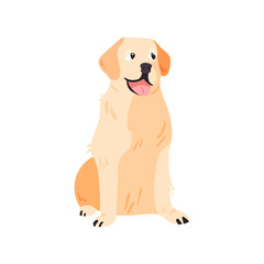Labrador retriever isolated on white  vector illustration. Dog breed design element. Domestic animal in cartoon style.