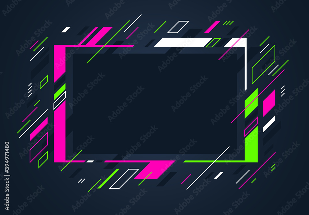 Poster artistic colorful frame with different elements over dark, vector abstract background art style brig