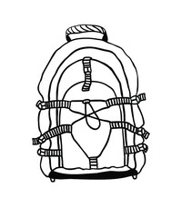 Vector set with original bags. Hand drawn fashion illustration. Actual drawing wear objects: backpack, portfolio, handbag, case