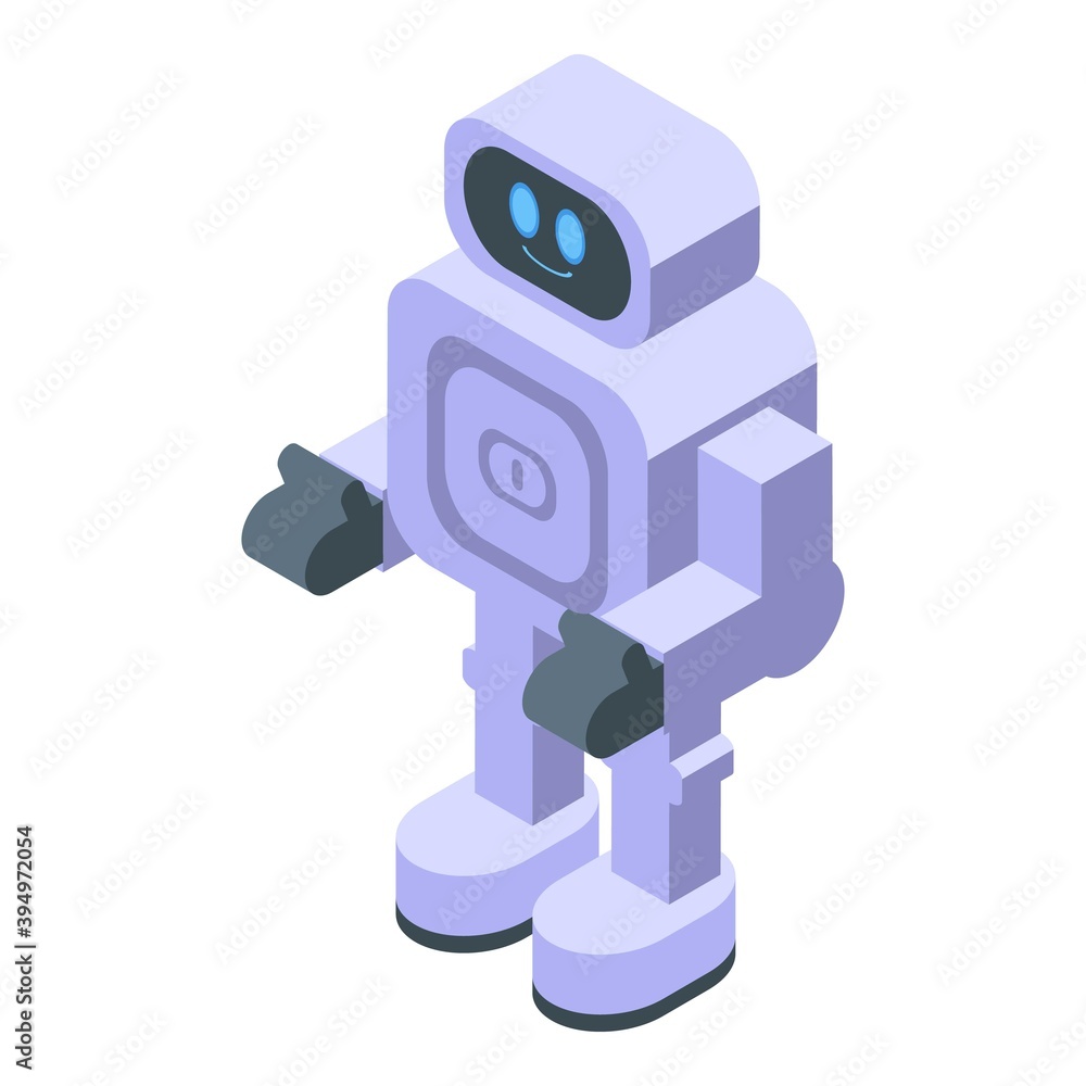 Poster online marketing robot icon. isometric of online marketing robot vector icon for web design isolated