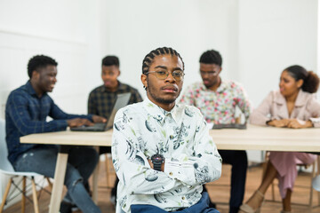 group of young african people working in the office